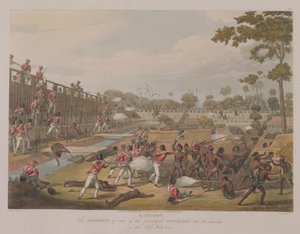 Rangoon: Der Sturm auf eine der Hauptverschanzungen am 8. Juli 1824, Tafel 15 aus 