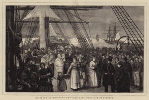 An Bord eines Auswandererschiffs, die letzte Stunde vor Gravesend