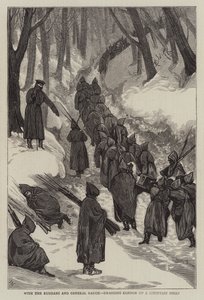 Mit den Russen und General Rauch, Kanonen einen steilen Berg hinaufziehend von Joseph Nash
