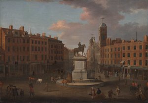 Charing Cross, mit der Statue von König Karl I. und Northumberland House von Joseph Nickolls