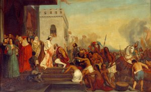 Empfang von Christoph Kolumbus durch die Könige von Spanien Ferdinand II. von Aragon und Isabella I. von Kastilien in Barcelona 1493