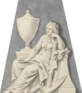 Grab mit sitzender Dame, die sich auf eine Urne stützt von Joseph Nollekens