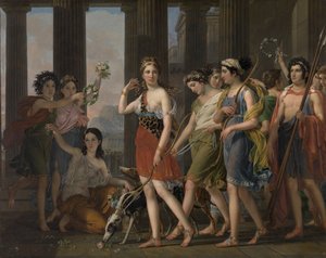 Die schöne Anthia führt ihre Gefährtinnen zum Tempel der Diana in Ephesus, um 1820
