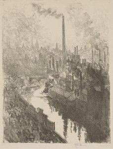 Englische Kriegsarbeit: Der große Schornstein, Der Motorpark von Joseph Pennell