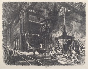 Im Land von Brobdingnag, die Panzerplattenbiegemaschine von Joseph Pennell