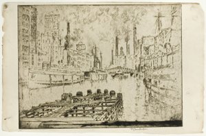 Dampfer auf dem See, Chicago von Joseph Pennell