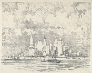New York von Ellis Island, 1910 von Joseph Pennell