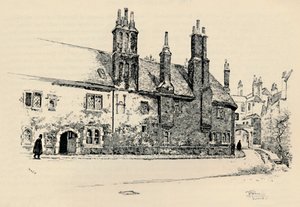 Altes Charterhouse: Außenfassade des Waschhaushofs mit dem inneren Tor, 1886 von Joseph Pennell