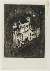 Regnerische Nacht, Charing Cross Shops, 1903 von Joseph Pennell