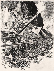Dampfbaggerarbeit: Culebra-Schnitt, Platte XIV aus Der Panamakanal von Joseph Pennell, 1912 von Joseph Pennell