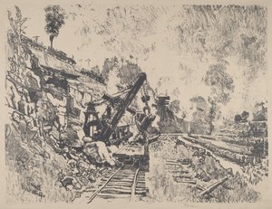 Dampfbagger bei der Arbeit im Culebra Cut von Joseph Pennell