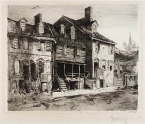 Straßenkehrer, Alte Häuser von Joseph Pennell