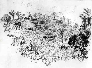 Das amerikanische Dorf, Platte X aus Der Panamakanal von Joseph Pennell, 1912