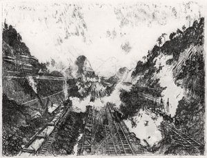 Der Schnitt in Richtung Ancon Hill, Platte XVII aus Der Panamakanal von Joseph Pennell, 1912