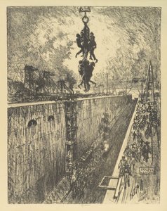 Das Ende des Tages, Gatun-Schleuse, 1912 von Joseph Pennell