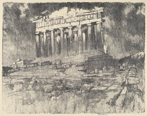 Die Fassade des Parthenon, Sonnenuntergang von Joseph Pennell