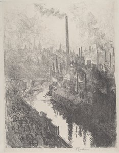 Der große Schornstein, der Motorpark von Joseph Pennell