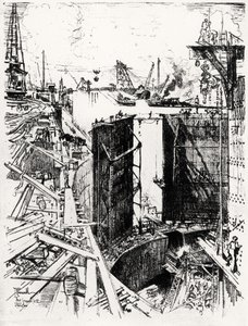 Das Schleusentor in Gatun, Tafel V aus Der Panamakanal von Joseph Pennell, 1912 von Joseph Pennell