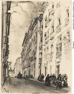 Die Straße von Cervantes und Lope de Vega, Madrid von Joseph Pennell