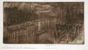 Die Themse unterhalb der Brücke von Joseph Pennell