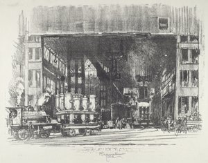 Die Urnen, Gießen großer Granaten, 1916 von Joseph Pennell