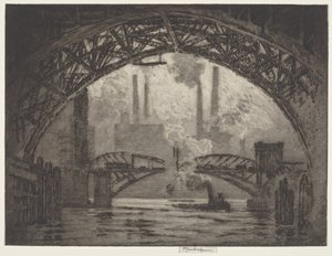 Unter den Brücken, Chicago von Joseph Pennell
