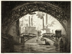 Unter den Brücken, Chicago von Joseph Pennell