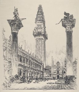 Venedig, Wiederaufbau des Campanile von Joseph Pennell