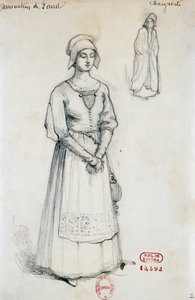 Kostüm für die Figur der Margaret in Verdammung des Faust von Hector Berlioz, Skizze von Joseph Porphyre Pinchon