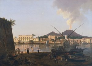 Der Hafen von Granatello in Portici, in der Nähe von Neapel von Joseph Rebell