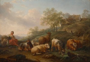 Landschaft mit weidendem Vieh