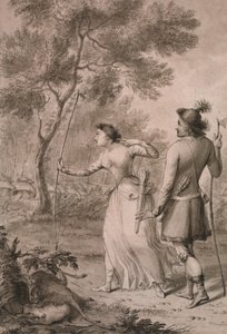 Robin Hood und Clarinda jagen Hirsche von Joseph Slater