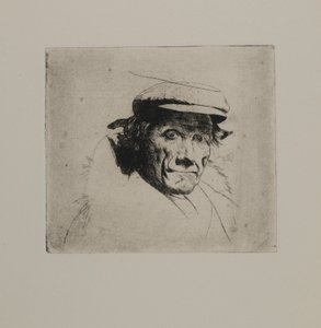 Ohne Titel - Mann mit Mütze und Pelzkragen von Joseph Stella