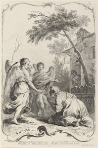 Abraham kniet vor den drei Engeln von Joseph Wagner