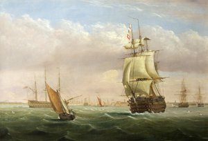 Hafeneinfahrt mit Schiffen von Joseph Walter
