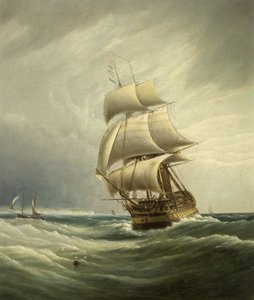 Dreimastiges Schiff vor dem Wind von Joseph Walter