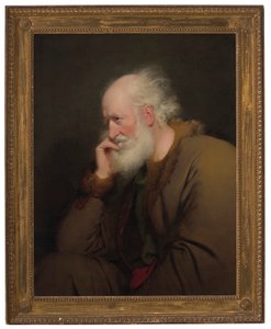 Ein alter Mann, Halbfigur, in einem pelzgefütterten Mantel von Joseph Wright of Derby