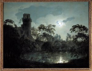 Mondlicht mit See und Schloss