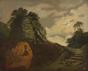 Virgils Grab bei Mondschein, mit Silius Italicus von Joseph Wright of Derby