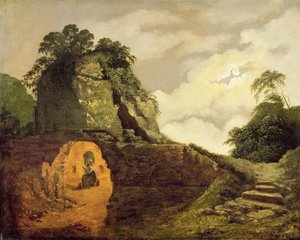 Virgils Grab bei Mondlicht mit Silius Italicus von Joseph Wright of Derby