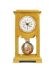 Louis XVI Monatsgehender Mittel- und Sonnenuhren-Kaminregulator mit Remontoire von Joseph and Robin Robert  Coteau