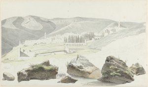 Landschaft und Stadtansicht bei Tivoli von Josephus Augustus Knip