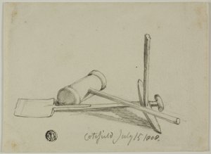 Hammer, Spitzhacke und Schaufel von Joshua Cristall