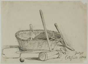 Weidenkorb, Hammer, Schaufel, Pickel von Joshua Cristall