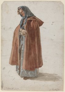 Junge Frau mit Kopftuch und Mantel in Hastings von Joshua Cristall
