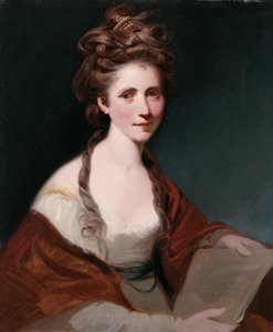 Porträt von Angelica Kauffmann, Halbfigur in Weiß mit rotem Schal