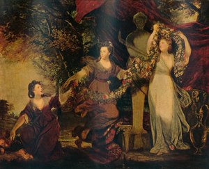 Die Grazien schmücken eine Terminalfigur von Hymen, 1773 von Joshua Reynolds