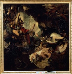 Der kleine Herkules erwürgt die Schlangen von Joshua Reynolds