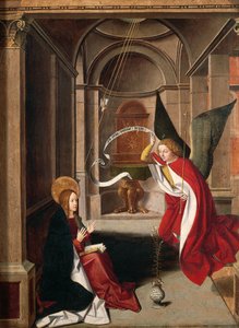 Verkündigung, von Josse Lieferinxe (gestorben vor 1508), (Detail)