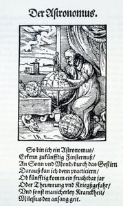 Ein Astronom mit einem Vers von Hans Sachs, veröffentlicht Frankfurt 1568